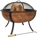 Copper Raised Outdoor Fire Pit Bowl with Spark Screen - 32" H42880